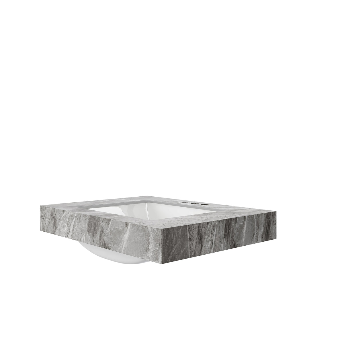 30" Muri Bathroom Sink, Light Gray Sintered Stone Countertop with Ceramic Basin
