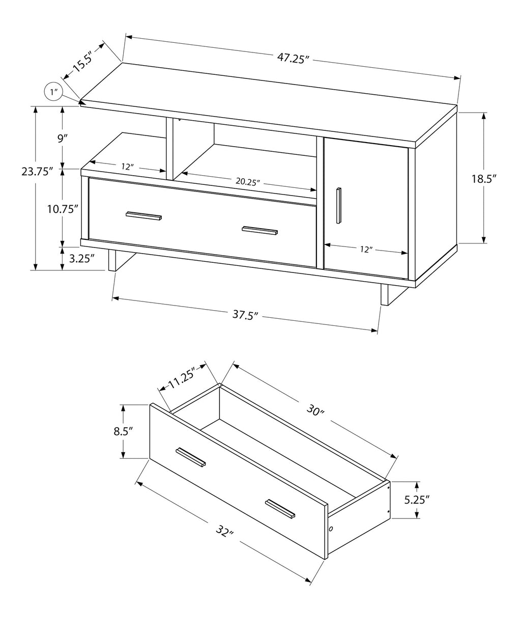 Contemporary 48 Inch TV Stand