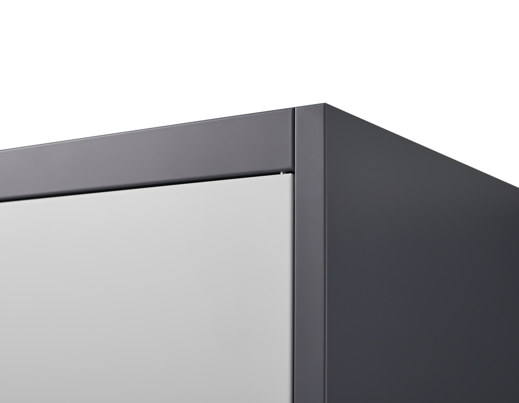 Gray Steel Lockable Large Capacity Wardrobe with Hanging Rod & Shelves
