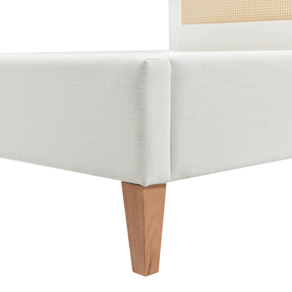 Haley Upholstered Cane-Back Platform Bed, Queen