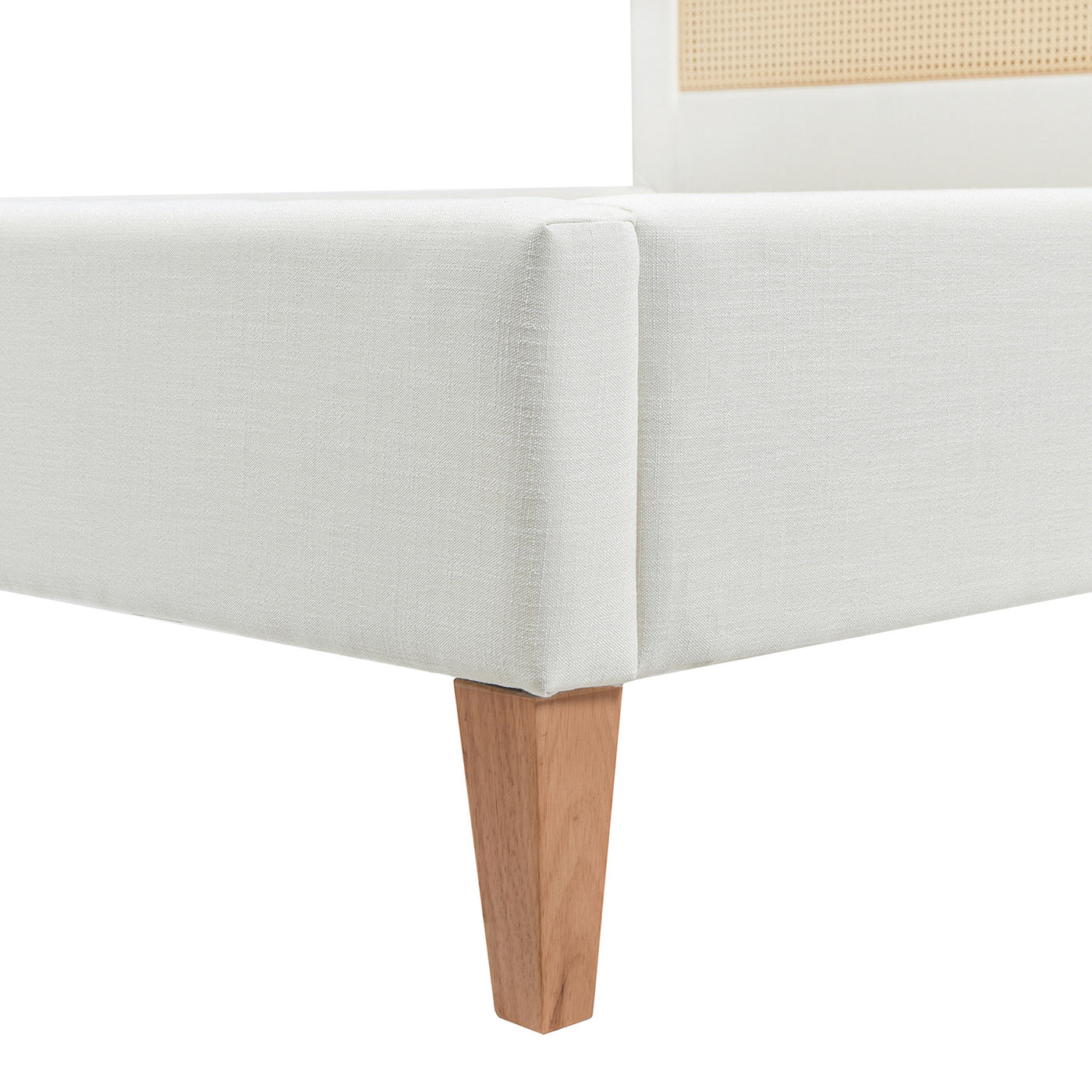 Haley Upholstered Cane-Back Platform Bed, Queen