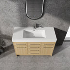48" Freestanding Bathroom Vanity with Resin Sink, 2 Soft Closing Door & 6 Soft Closing Drawer