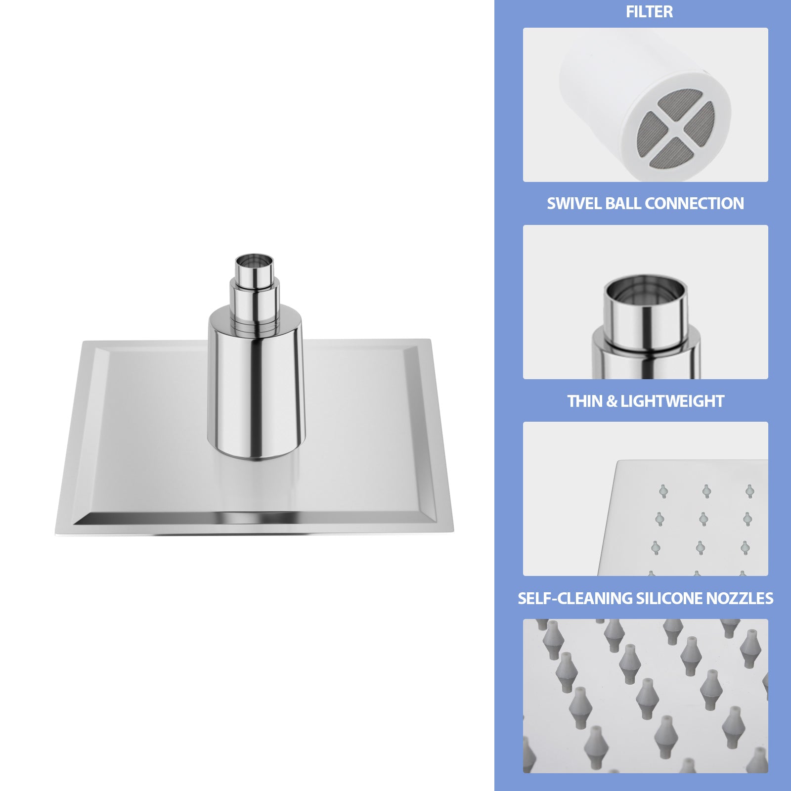 10" Square Rain Shower Head