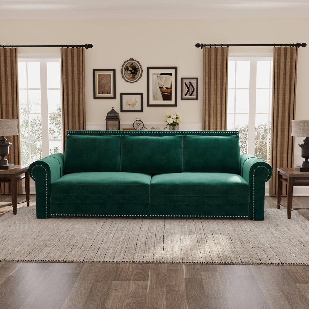 Chesterfield 3-in-1 Velvet Convertible Sleeper Sofa Bed