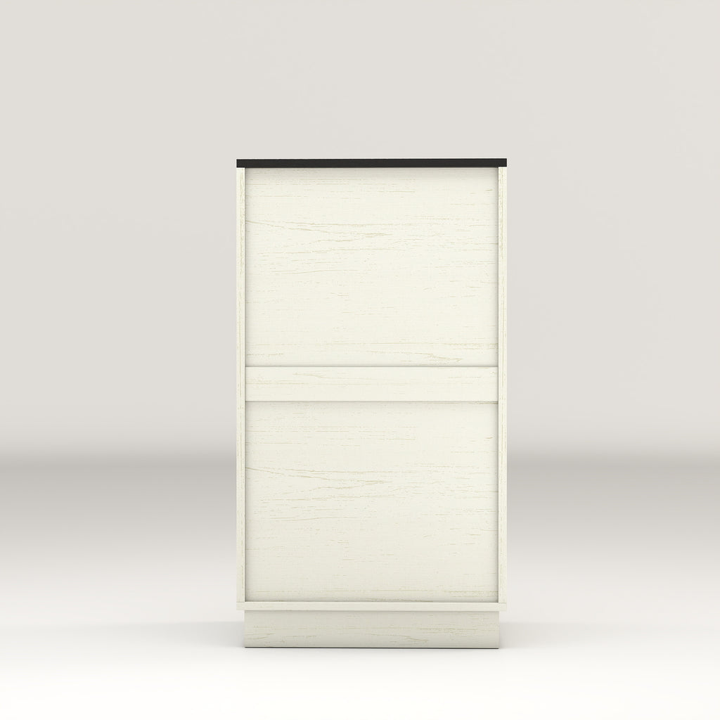 Woodgrain Tilt-Out Trash Can Cabinet with Wave-Textured Drawer