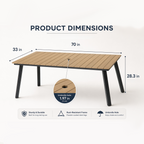 Outdoor Folding Dining Table for 4-6