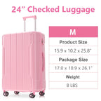 24 Inch Lightweight Hardshell Luggage - Pink