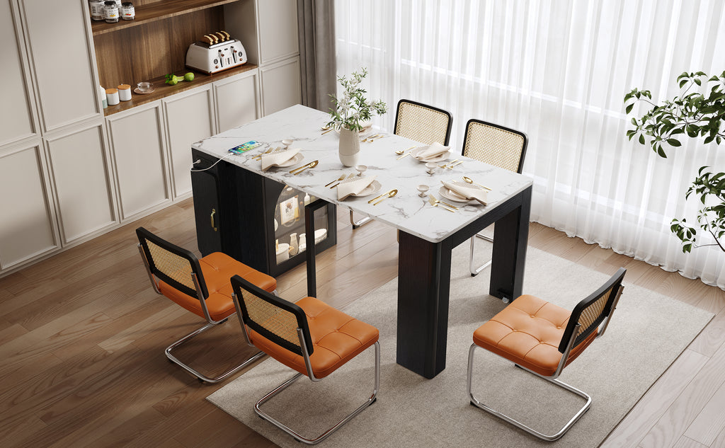 TREXM Extendable Dining Table with 3 Removable Leaves