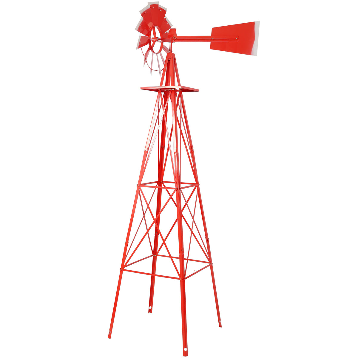 8FT Decorative Garden Windmill, Heavy Duty Metal Yard Ornament with 4 Leg Frame