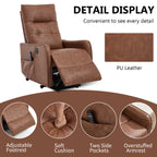 Brown PU Single Motor Power Lift Recliner Chair with Massage and Heat