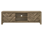 1pc Rustic Chevron-Patterned Entertainment Console TV Stand