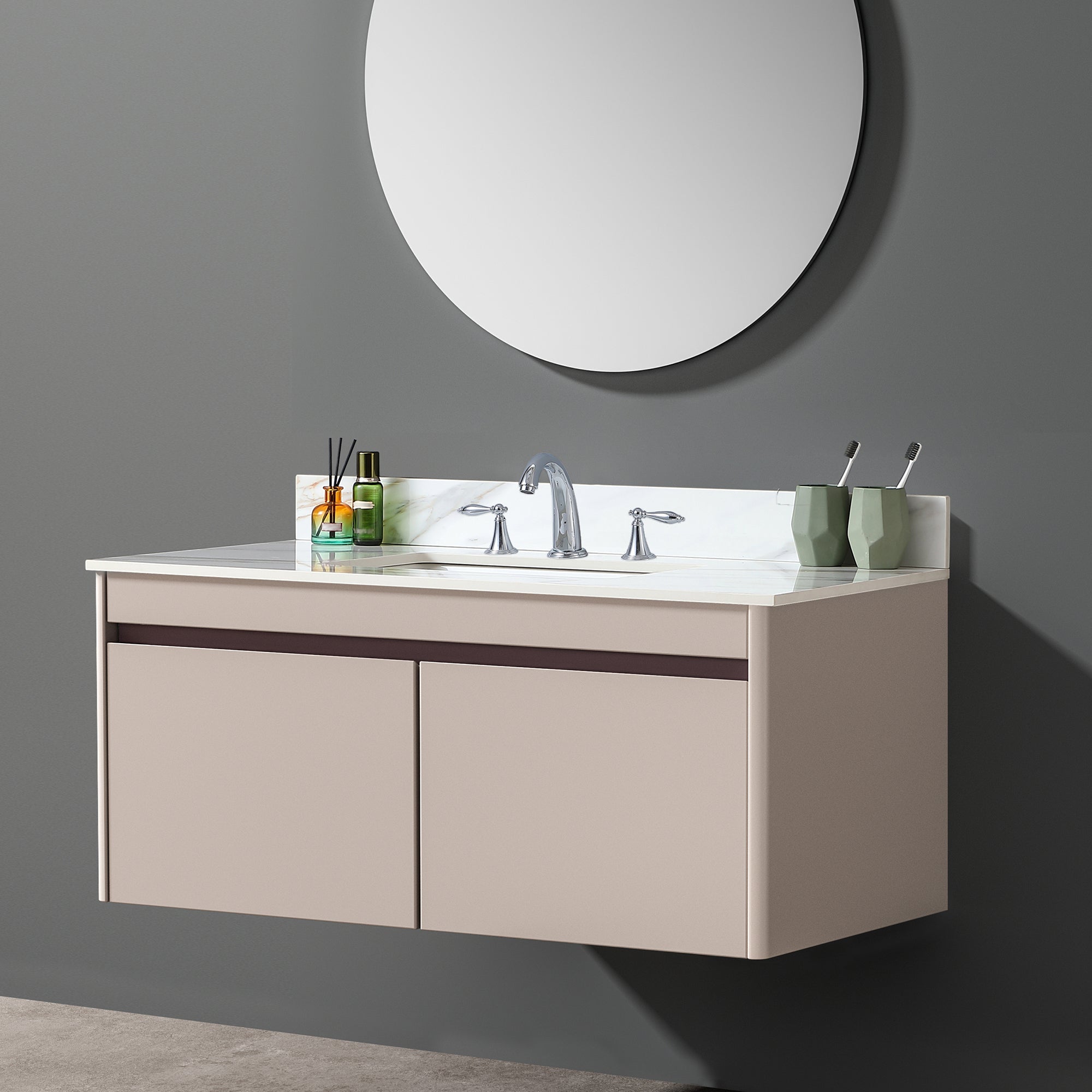 43 Inch Carrara Marble Vanity Top with Undermount Sink