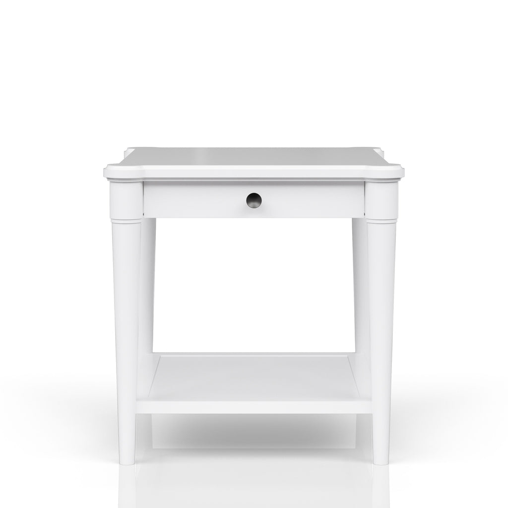 White Finished End Table With Storage Drawer