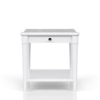 White Finished End Table With Storage Drawer