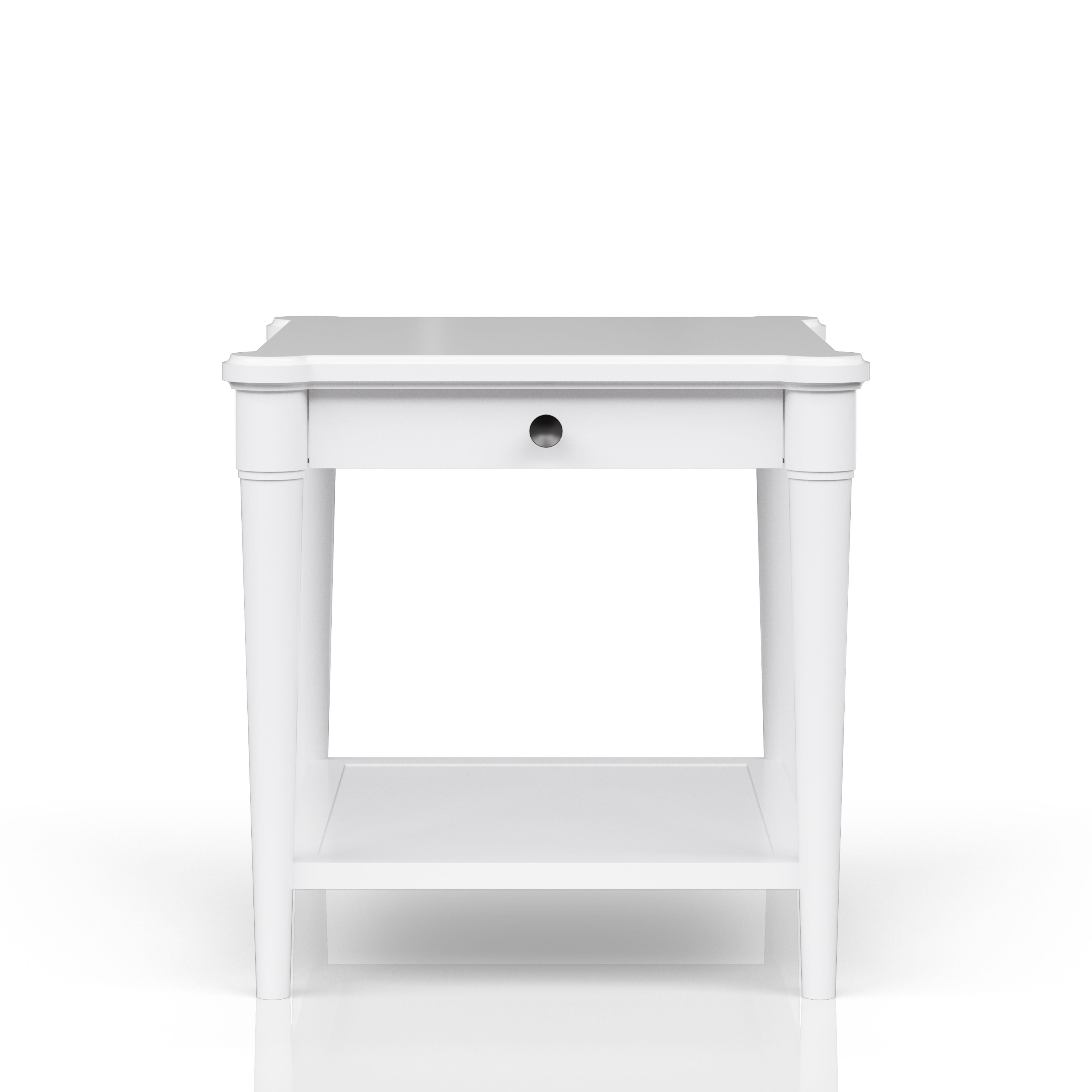 White Finished End Table With Storage Drawer