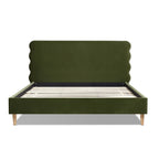 Stockholm Modern Wavy Headboard Platform Bed, King, Olive