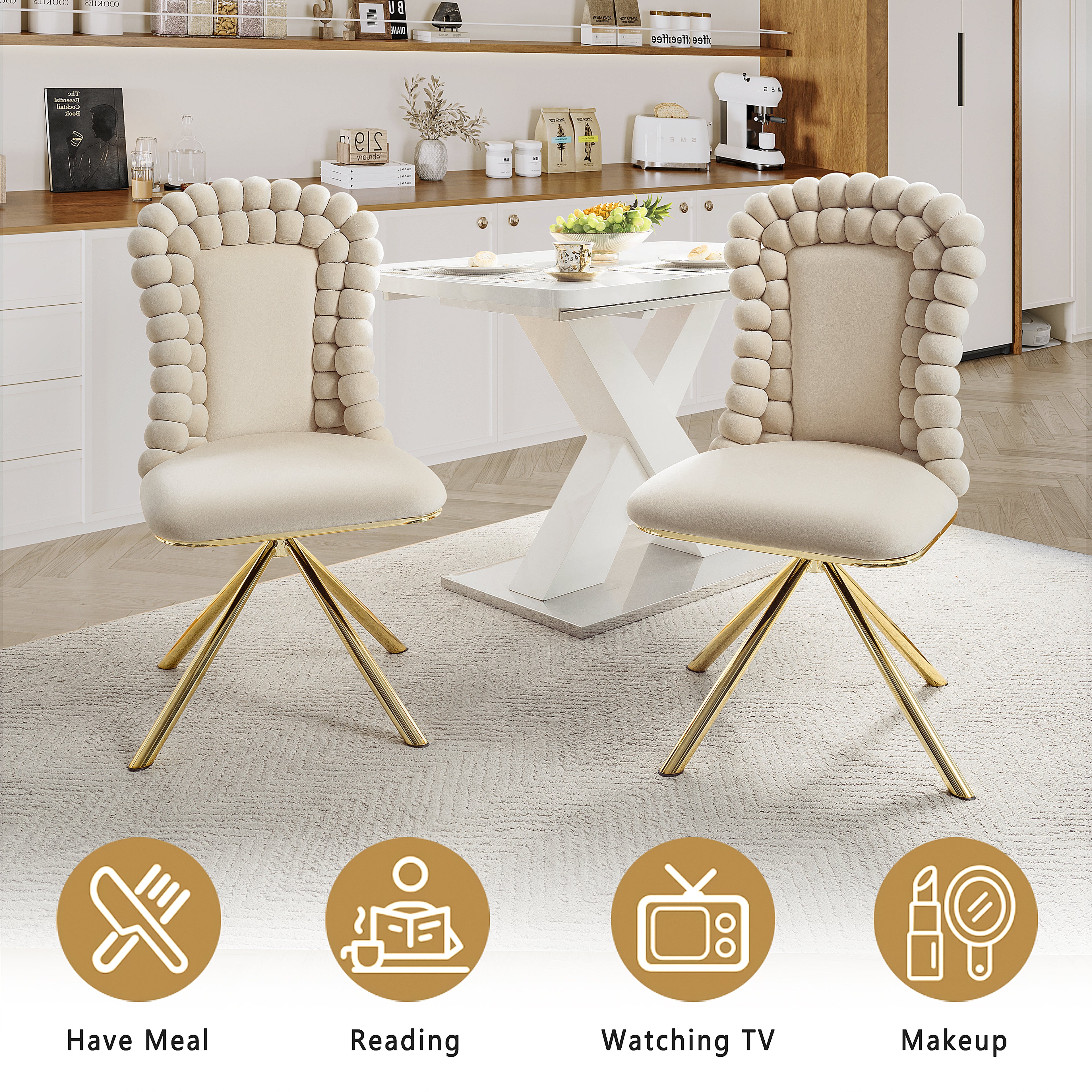 Dining Chairs Set of 2, Velvet Accent Chairs for Living Room