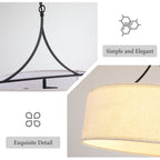 Modern 3-Light Fabric Pendant Light