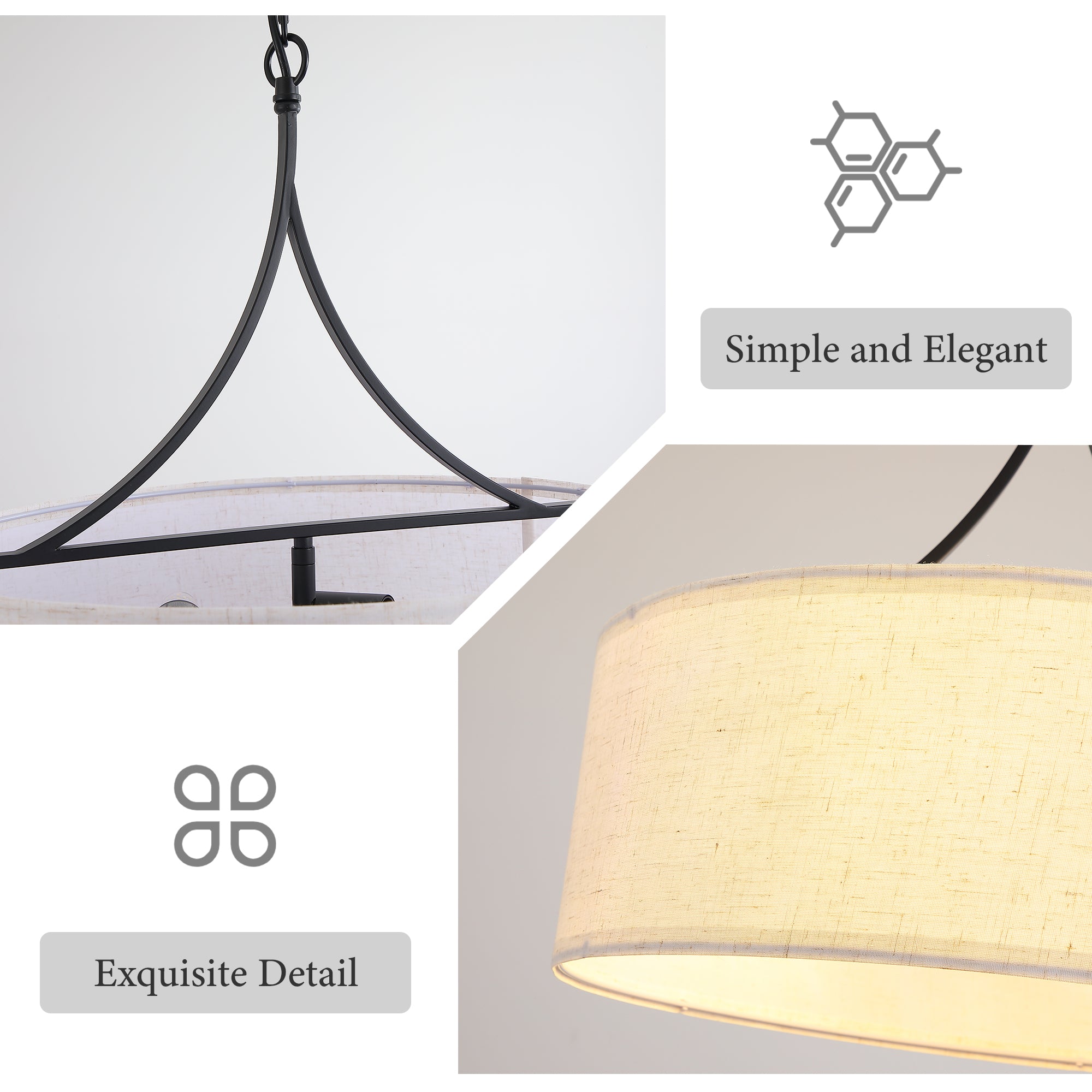 Modern 3-Light Fabric Pendant Light
