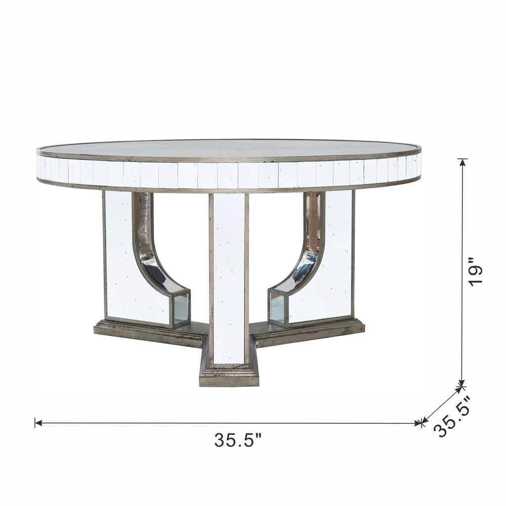 35.5" Round Coffee Table with Elegant Floral Design