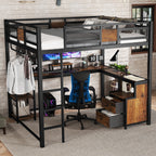 Queen Loft Bed with Desk and Storage