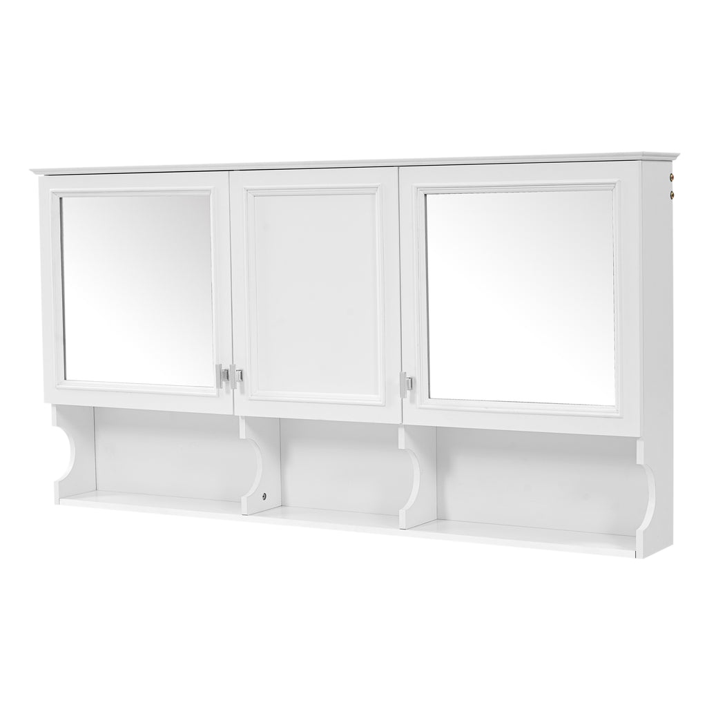55 Inch Mirror Medicine Cabinet with Open Shelves