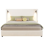 California King Size Upholstered Bed Frame with High Wingback Headboard