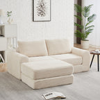 Minimalist Corduroy Sofa Featuring Curved Lines and a Gently Sloped Backrest - 2-in-1 Sofa & Bed