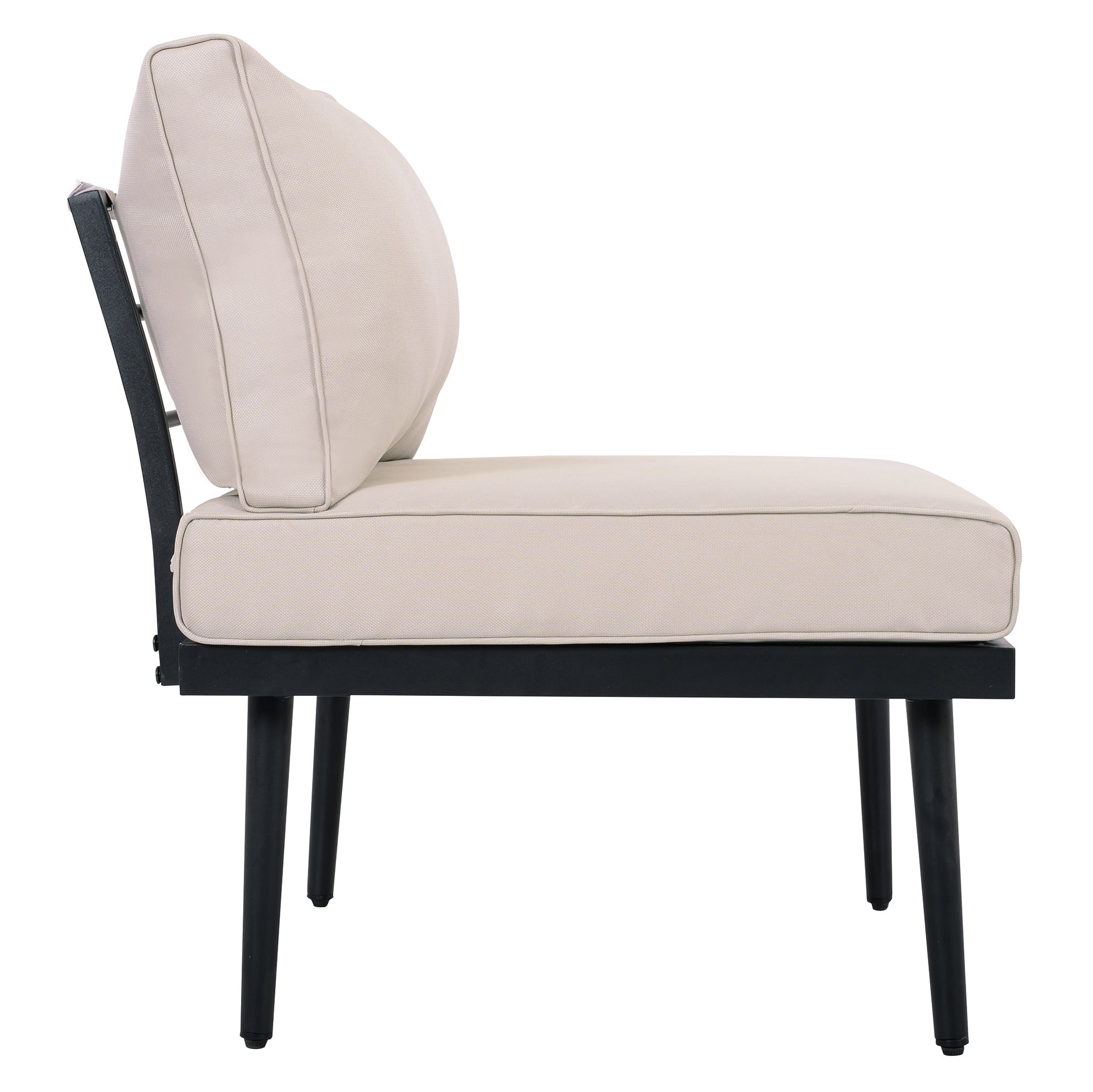 TREXM 6-Piece Outdoor Sectional Sofa Set with Round Nesting Coffee Tables