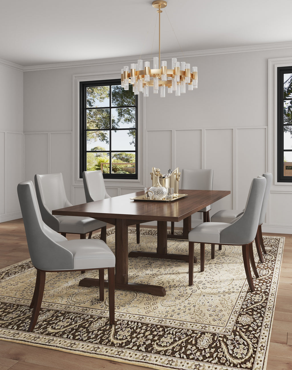 Shubert Vegan Leather and Velvet Dining Chair
