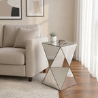 Silver Mirrored Geometric Side Table