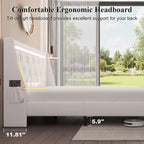 Full Size Bed Frame with Wingback Upholstered Headboard
