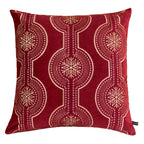 Red Holiday Embroidered Velvet Throw Pillow with Insert - Set of 2