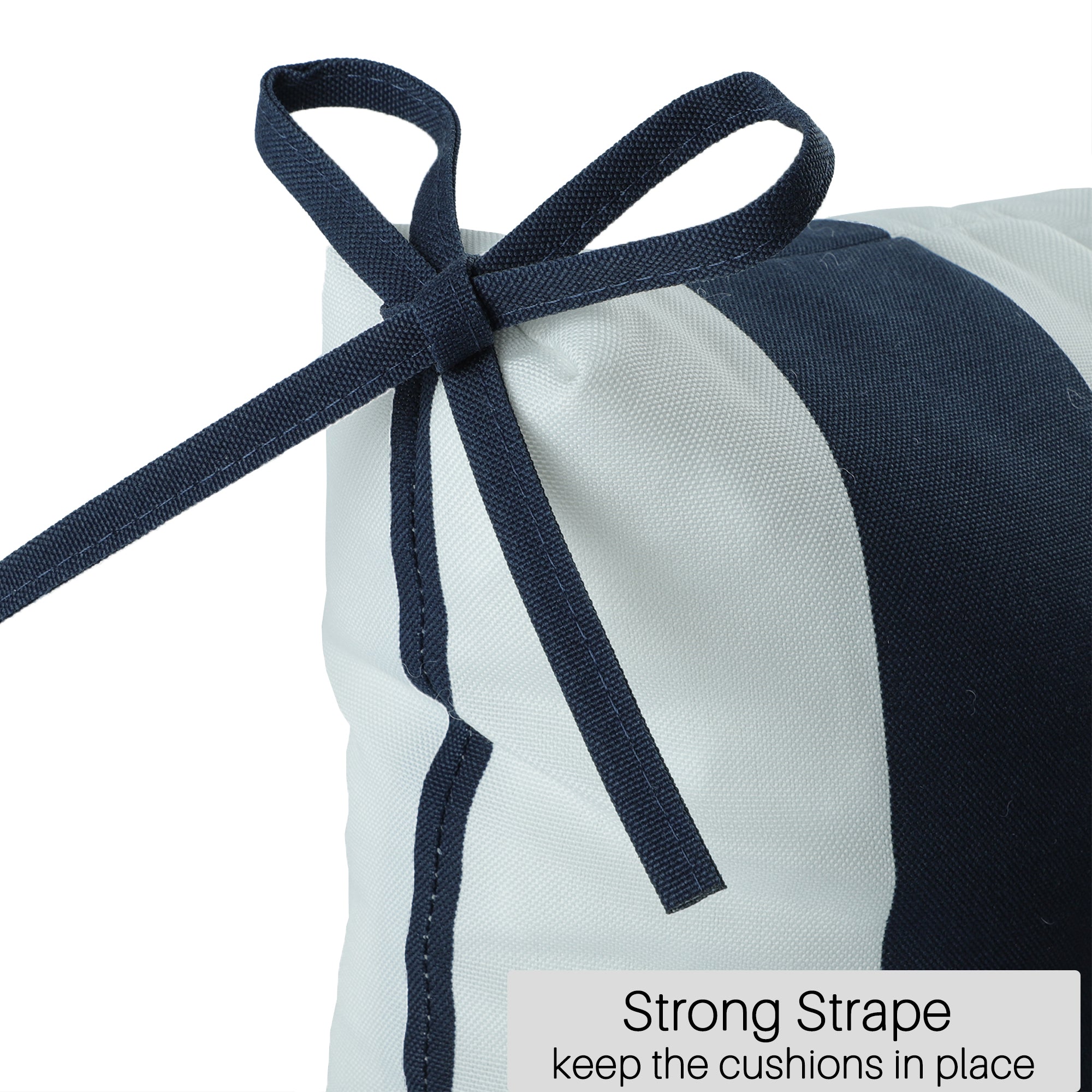 2-Piece High Back Chair Cushion Set, Navy Blue/White