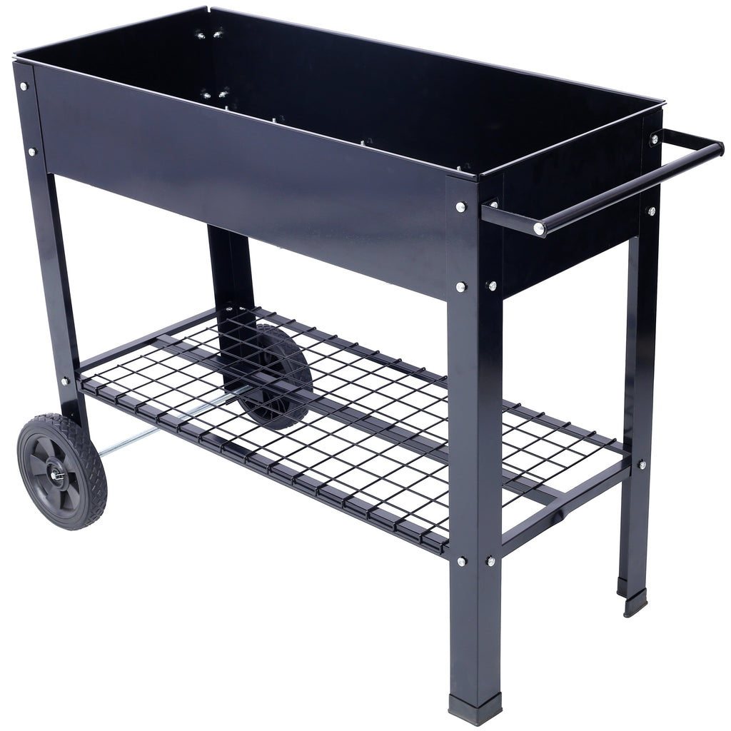 Elevated Mobile Raised Ergonomic Metal Planter Garden Bed