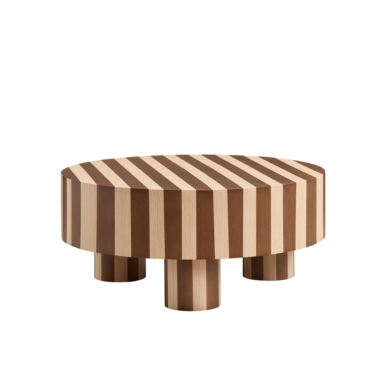 Round Wood Coffee Table, 31-Inch, Natural Walnut Striped
