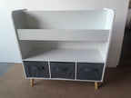 Kids Bookshelf with 3 Fabric Bins
