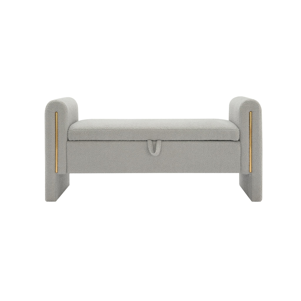Modern Teddy Bed End Bench with Arms and Storage