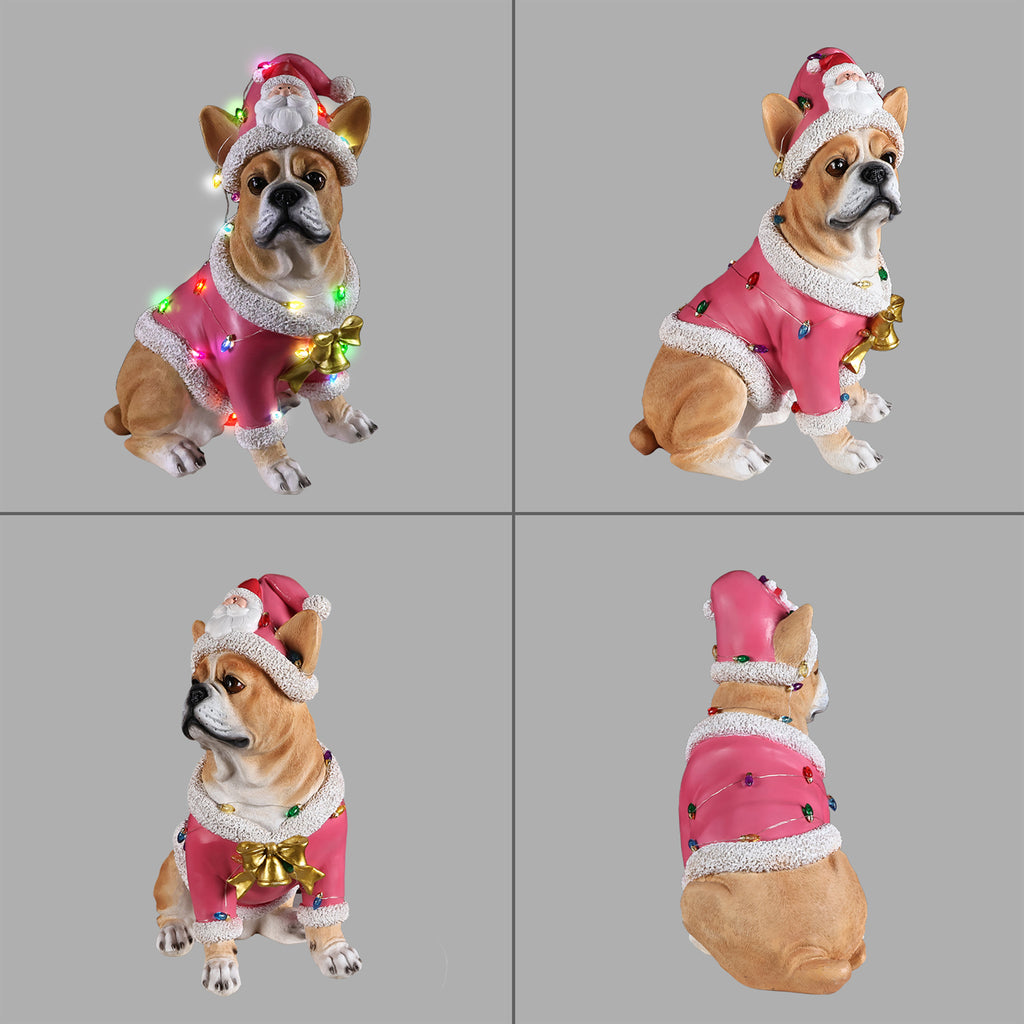 Christmas French Bulldog Statue