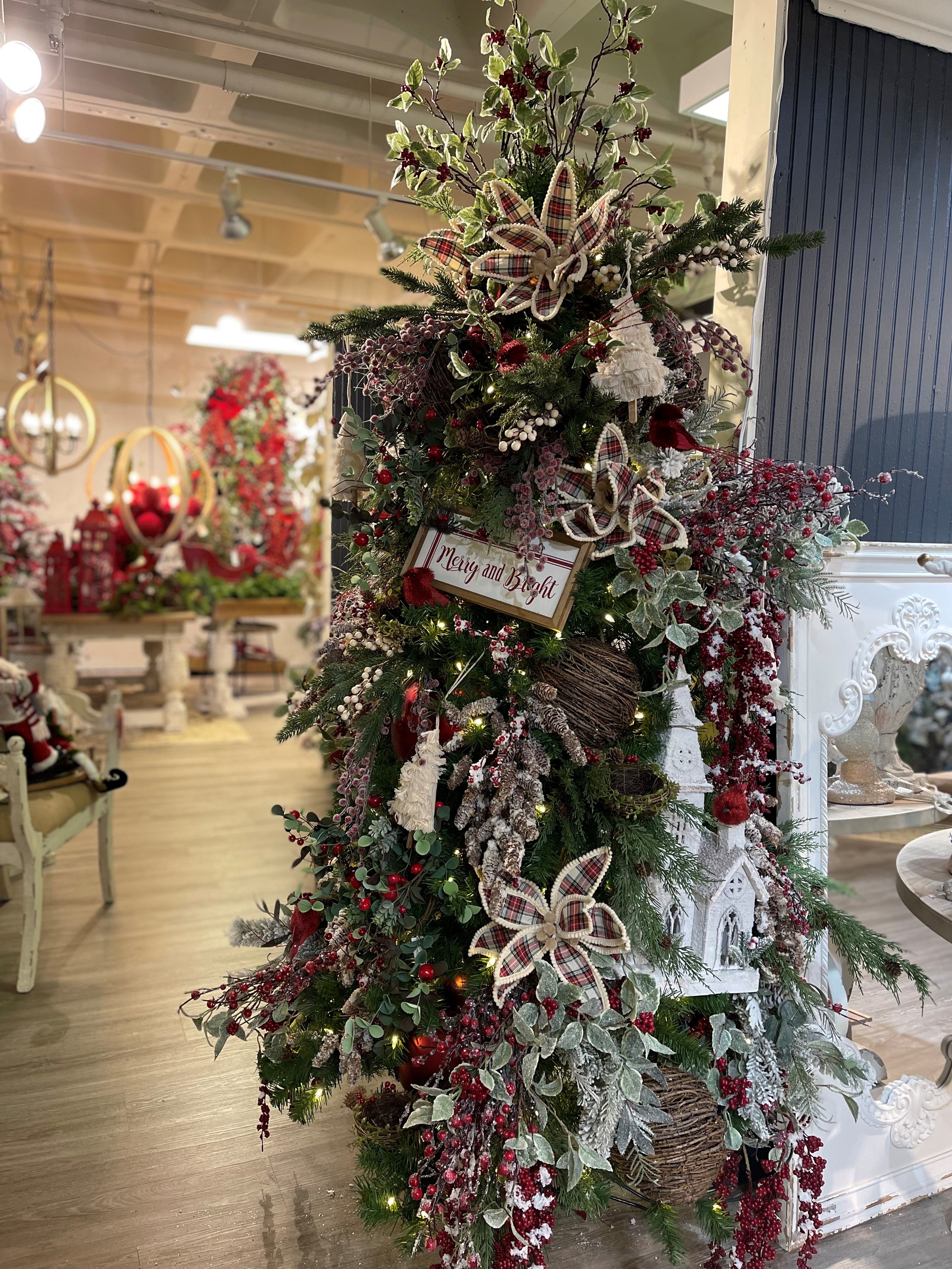 Fringes Embellished Tree Shape Ornament Set of 6