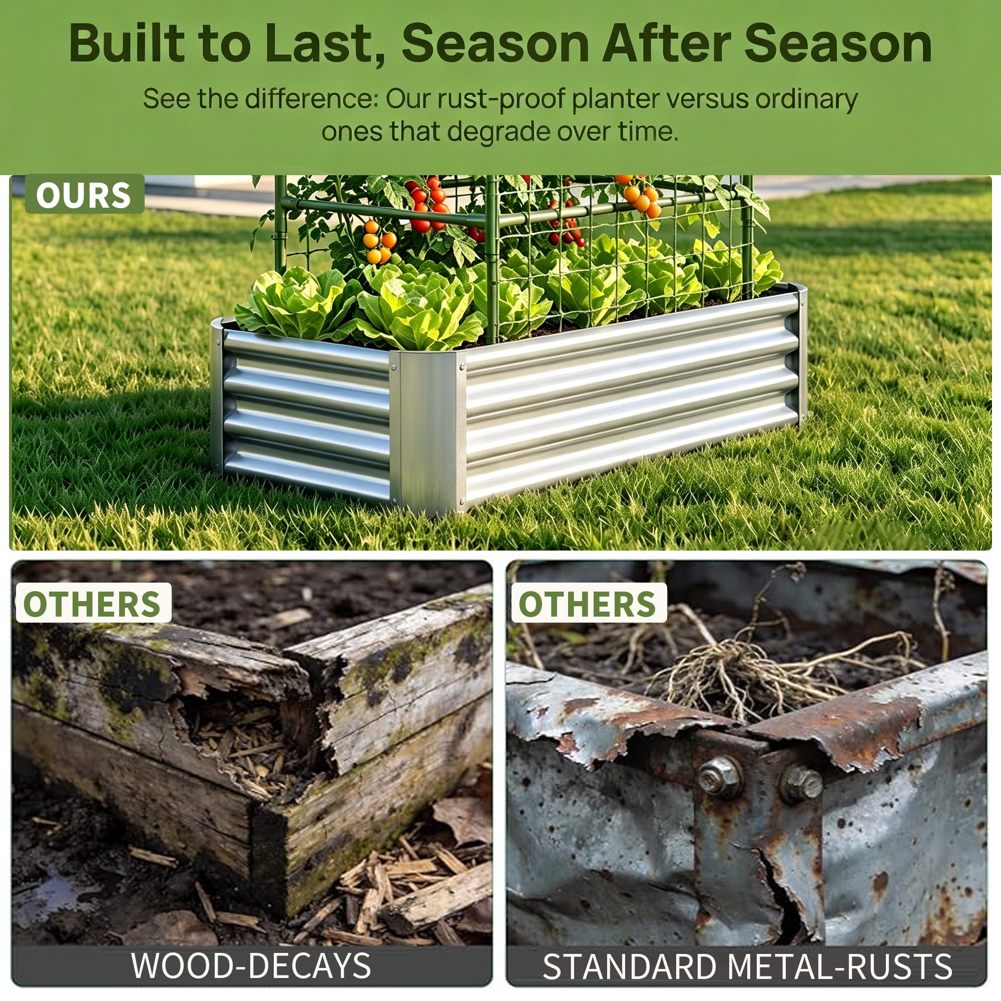2-in-1 Raised Garden Bed with Trellis