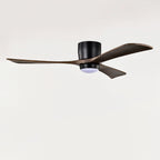 52" Flush Mount Solid Wood Blades Ceiling Fan with Lights