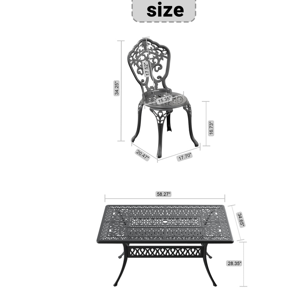 7-Piece Set Of All-Weather Cast Aluminum Dining Furniture Set