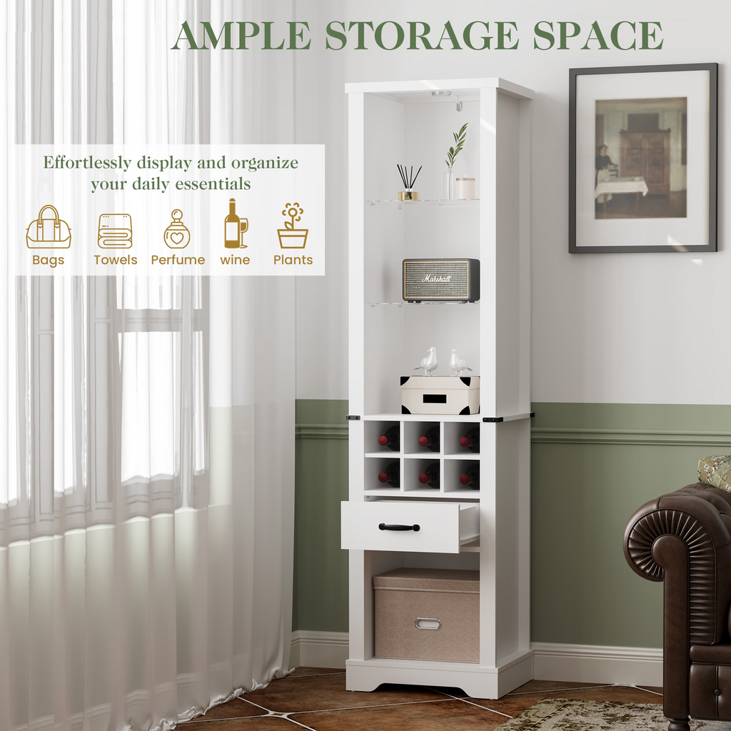 75'' Tall Storage Cabinet with LED Light