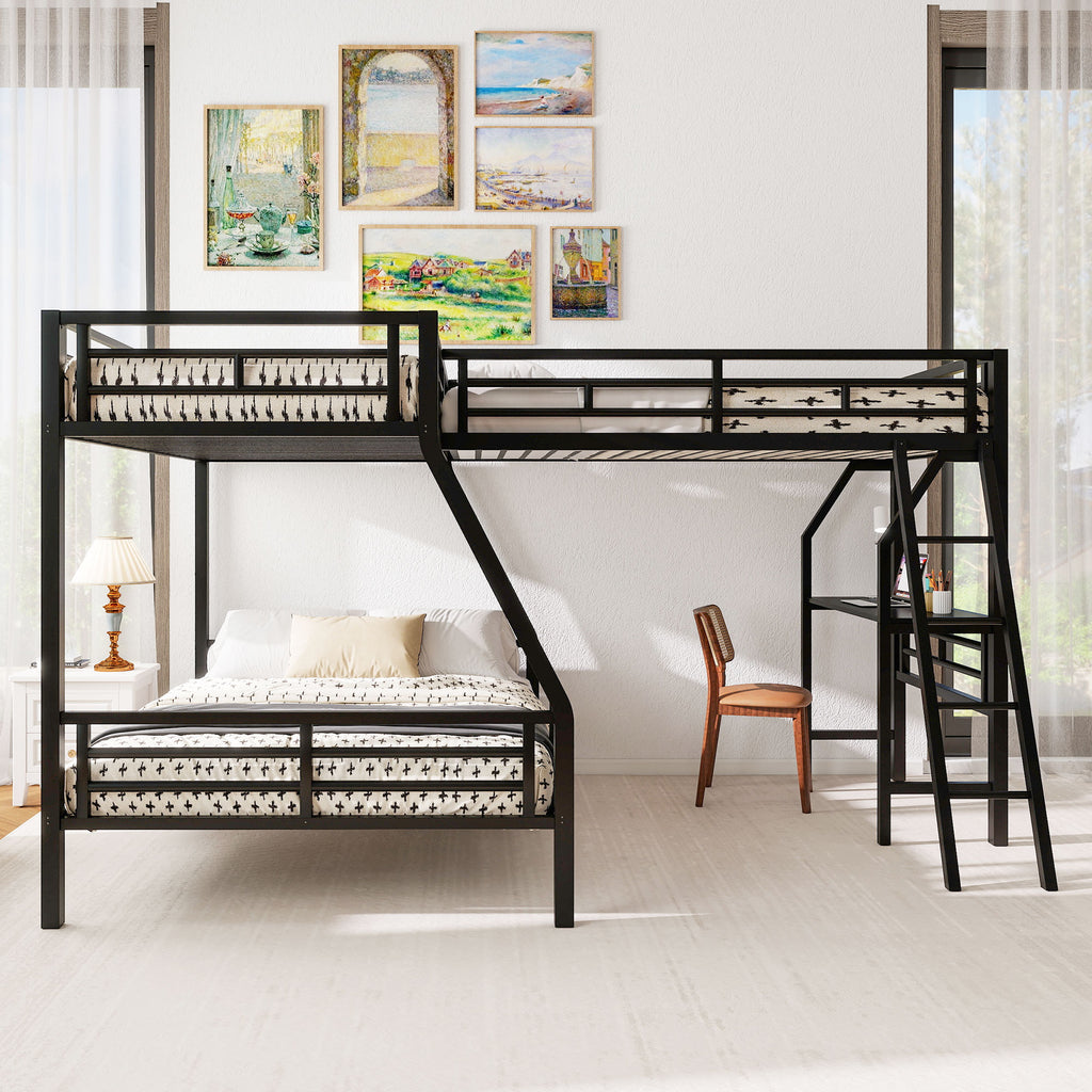 Twin over Full Bunk Bed with Loft Bed and Desk