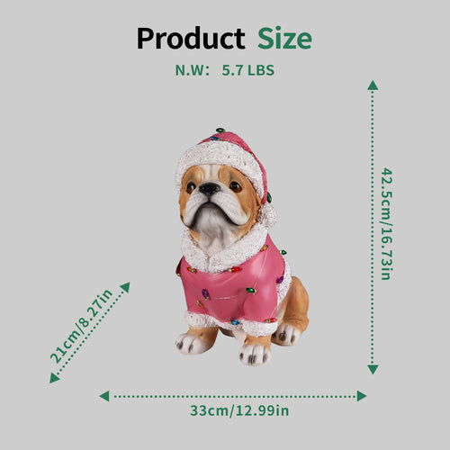 Christmas Pug Statue, Holiday Dog Figurine
