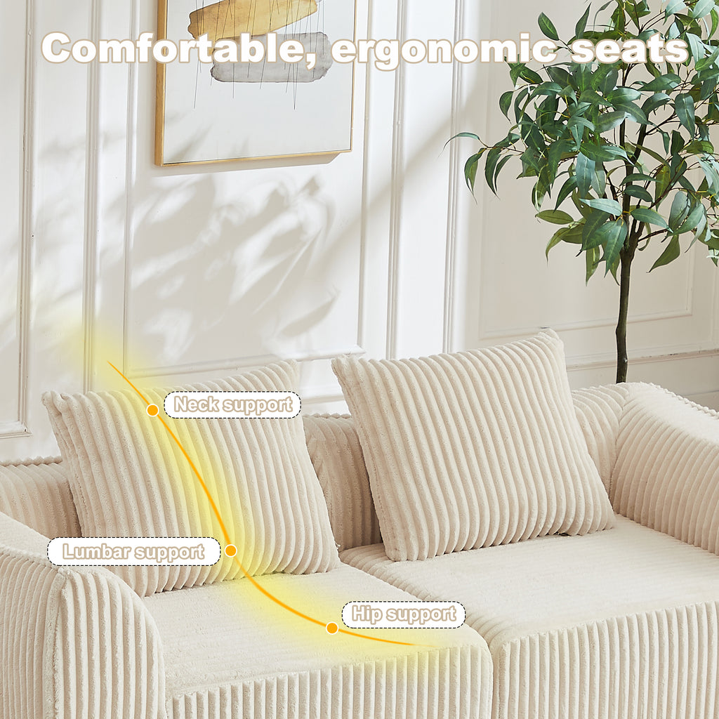 Minimalist Corduroy Sofa Featuring Curved Lines