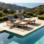 Light Teak Acacia Wood Chaise Lounge Set