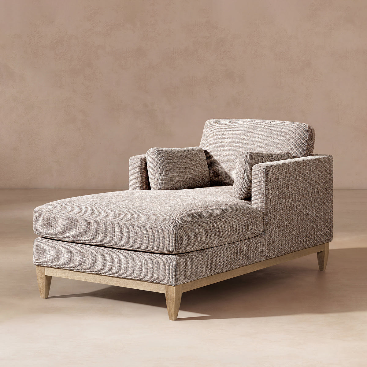Knox 65" Modern Farmhouse Chaise Lounge Chair, Stone