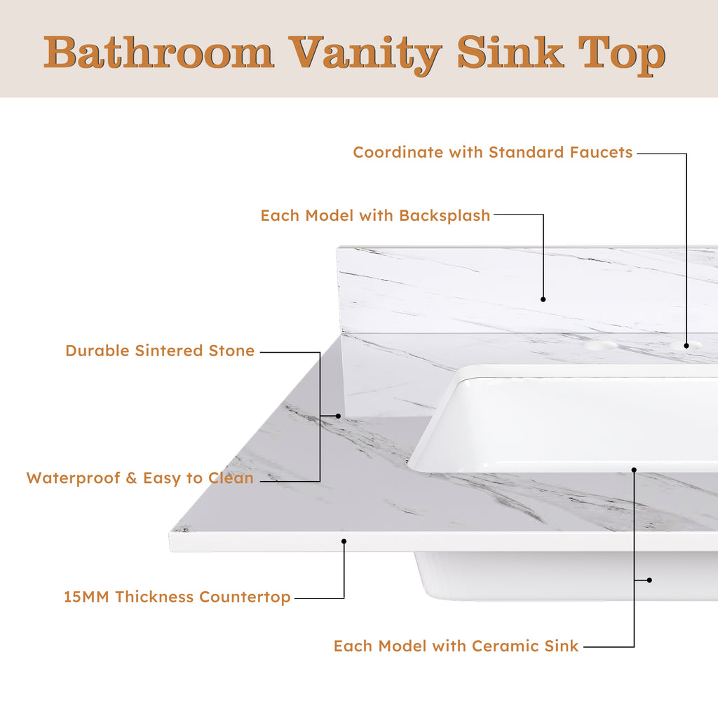 43 Inch Marble Vanity Top